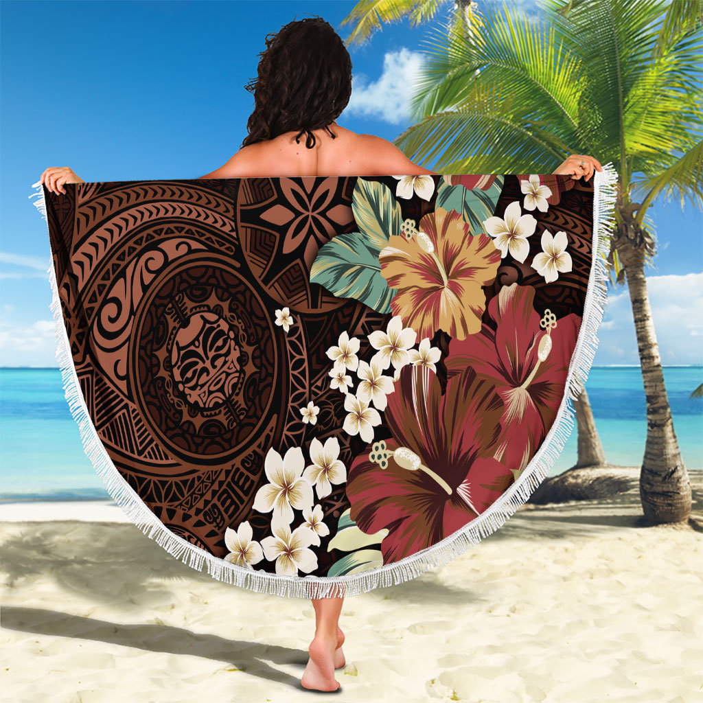 Kanoa Hawai'i Hibiscus Beach Blanket Polynesian Tribal Tattoo Pattern Floral Elements LT9 - Polynesian Pride