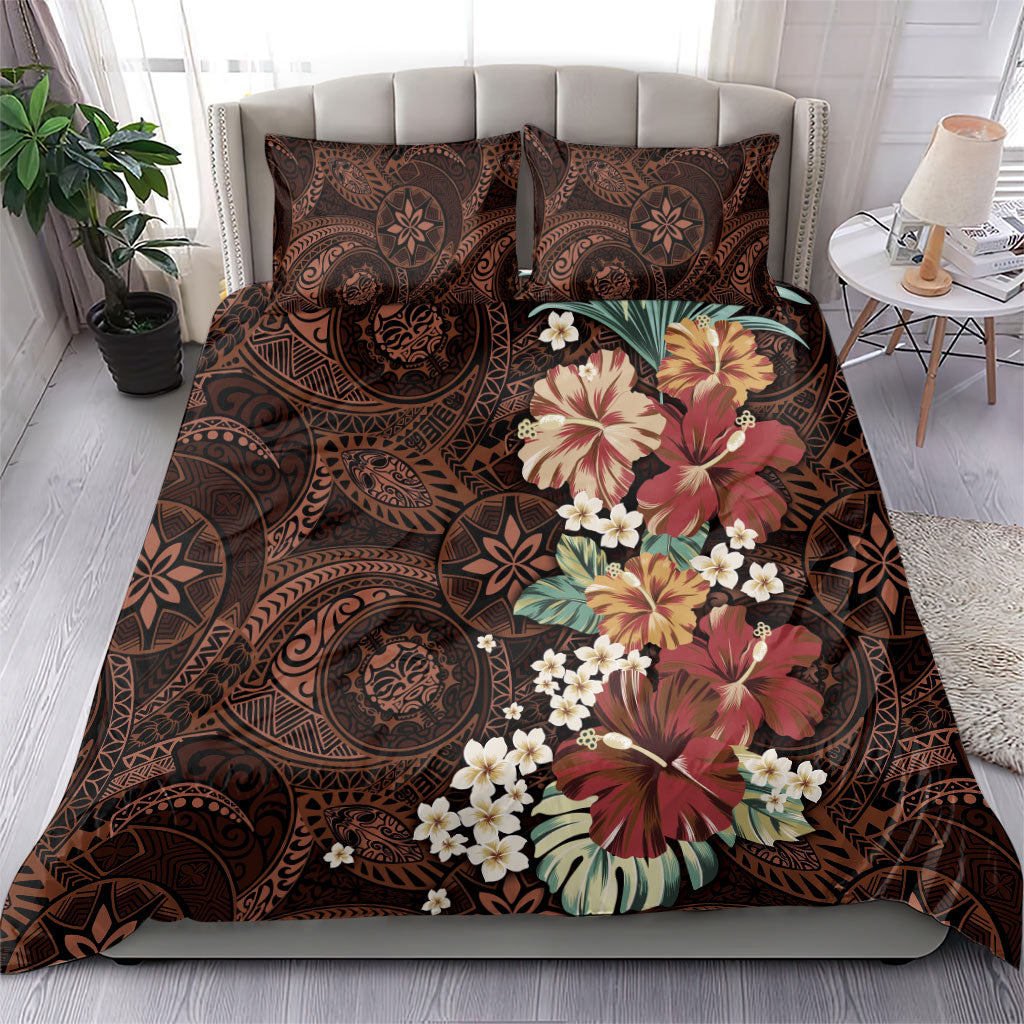Kanoa Hawai'i Hibiscus Bedding Set Polynesian Tribal Tattoo Pattern Floral Elements LT9 - Polynesian Pride