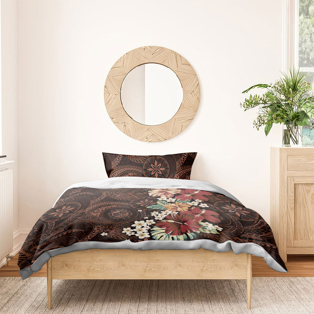 Kanoa Hawai'i Hibiscus Bedding Set Polynesian Tribal Tattoo Pattern Floral Elements LT9 - Polynesian Pride