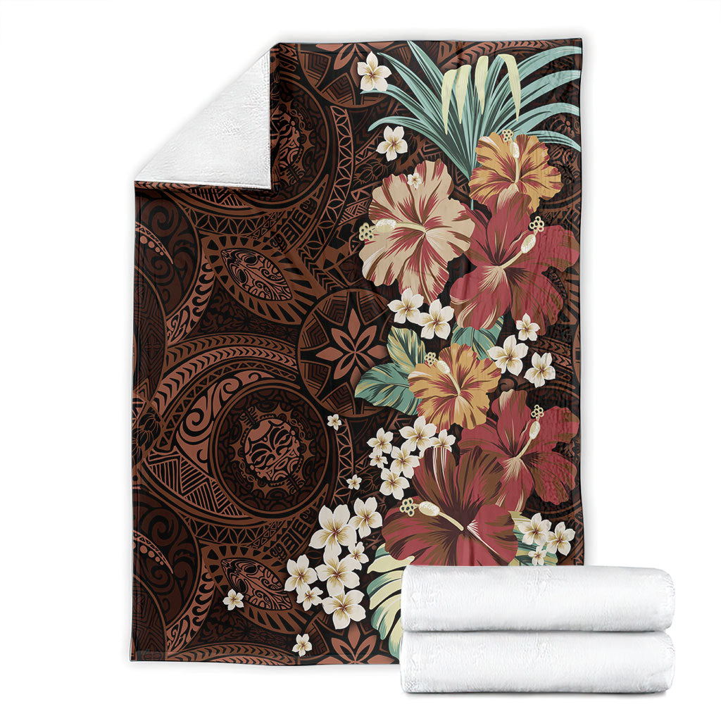 Kanoa Hawai'i Hibiscus Blanket Polynesian Tribal Tattoo Pattern Floral Elements LT9 - Polynesian Pride