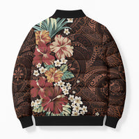 Kanoa Hawai'i Hibiscus Bomber Puffer Jacket Polynesian Tribal Tattoo Pattern Floral Elements LT9 - Polynesian Pride
