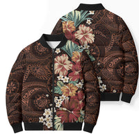Kanoa Hawai'i Hibiscus Bomber Puffer Jacket Polynesian Tribal Tattoo Pattern Floral Elements LT9 - Polynesian Pride