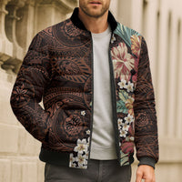 Kanoa Hawai'i Hibiscus Bomber Puffer Jacket Polynesian Tribal Tattoo Pattern Floral Elements LT9 - Polynesian Pride