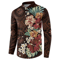 Kanoa Hawai'i Hibiscus Button Sweatshirt Polynesian Tribal Tattoo Pattern Floral Elements LT9 - Polynesian Pride