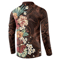 Kanoa Hawai'i Hibiscus Button Sweatshirt Polynesian Tribal Tattoo Pattern Floral Elements LT9 - Polynesian Pride