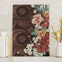 Kanoa Hawai'i Hibiscus Canvas Wall Art Polynesian Tribal Tattoo Pattern Floral Elements LT9 Without Frame Brown - Polynesian Pride
