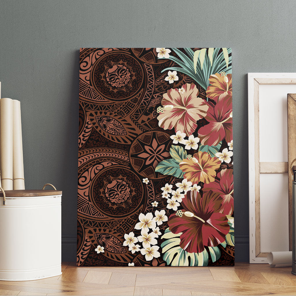 Kanoa Hawai'i Hibiscus Canvas Wall Art Polynesian Tribal Tattoo Pattern Floral Elements LT9 - Polynesian Pride