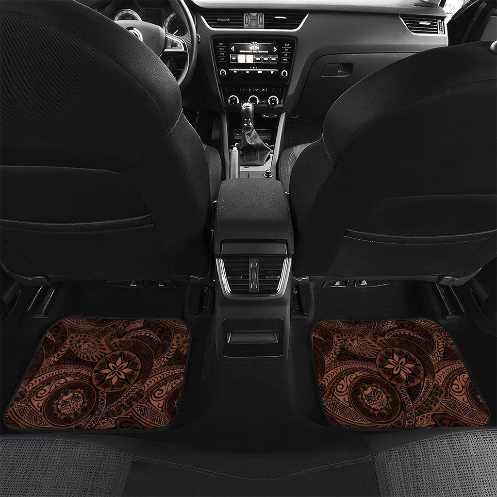 Kanoa Hawai'i Hibiscus Car Mats Polynesian Tribal Tattoo Pattern Floral Elements LT9 Set 2pcs - Back Brown - Polynesian Pride