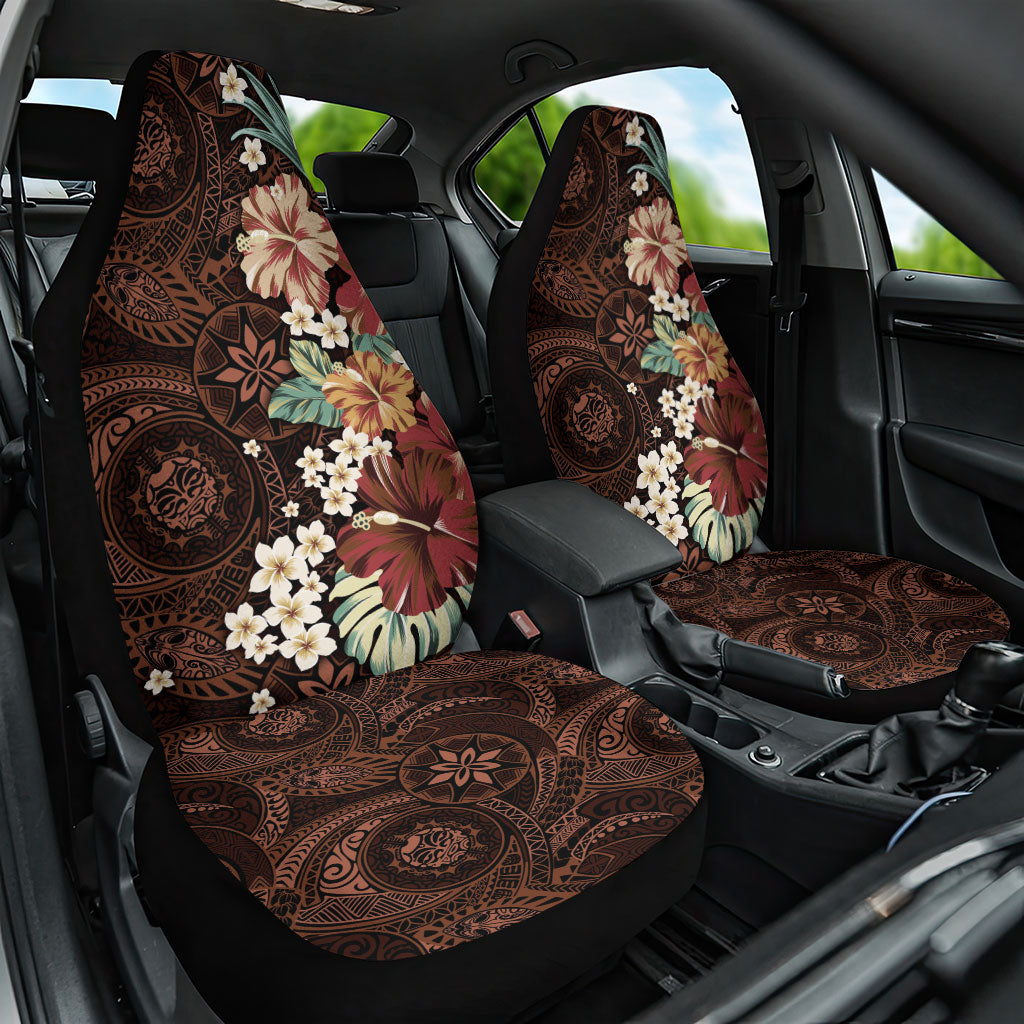 Kanoa Hawai'i Hibiscus Car Seat Cover Polynesian Tribal Tattoo Pattern Floral Elements LT9 One Size Brown - Polynesian Pride