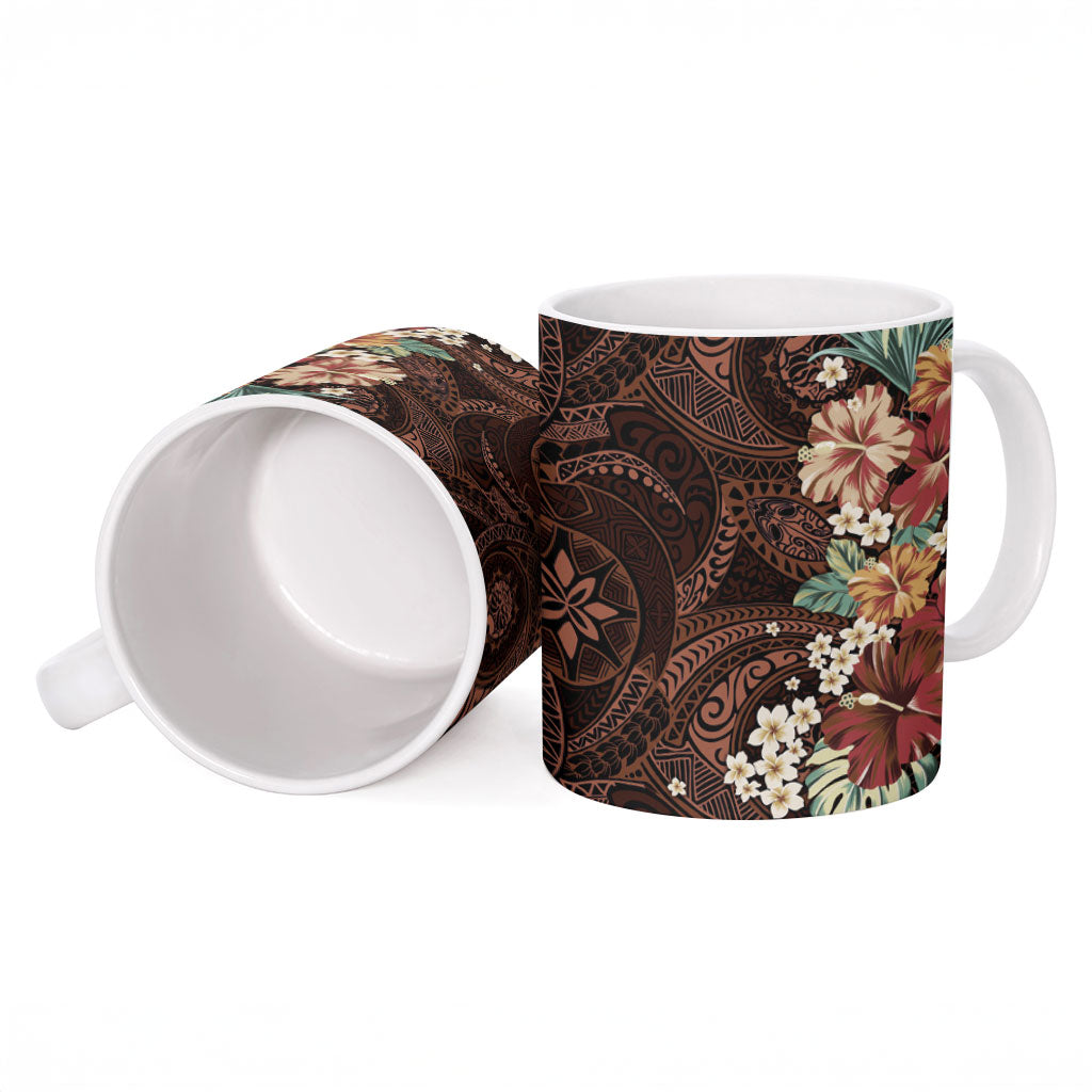 Kanoa Hawai'i Hibiscus Ceramic Mug Polynesian Tribal Tattoo Pattern Floral Elements LT9 - Polynesian Pride