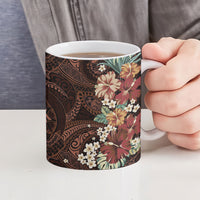 Kanoa Hawai'i Hibiscus Ceramic Mug Polynesian Tribal Tattoo Pattern Floral Elements LT9 - Polynesian Pride