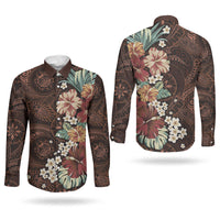 Kanoa Hawai'i Hibiscus Couples Matching Tank Maxi Dress and Long Sleeve Button Shirt Polynesian Tribal Tattoo Pattern Floral Elements LT9 - Polynesian Pride