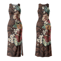 Kanoa Hawai'i Hibiscus Couples Matching Tank Maxi Dress and Long Sleeve Button Shirt Polynesian Tribal Tattoo Pattern Floral Elements LT9 - Polynesian Pride
