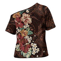 Kanoa Hawai'i Hibiscus Cross Shoulder Shirt Polynesian Tribal Tattoo Pattern Floral Elements LT9 - Polynesian Pride