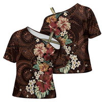 Kanoa Hawai'i Hibiscus Cross Shoulder Shirt Polynesian Tribal Tattoo Pattern Floral Elements LT9 - Polynesian Pride