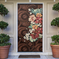 Kanoa Hawai'i Hibiscus Door Cover Polynesian Tribal Tattoo Pattern Floral Elements LT9 Brown - Polynesian Pride