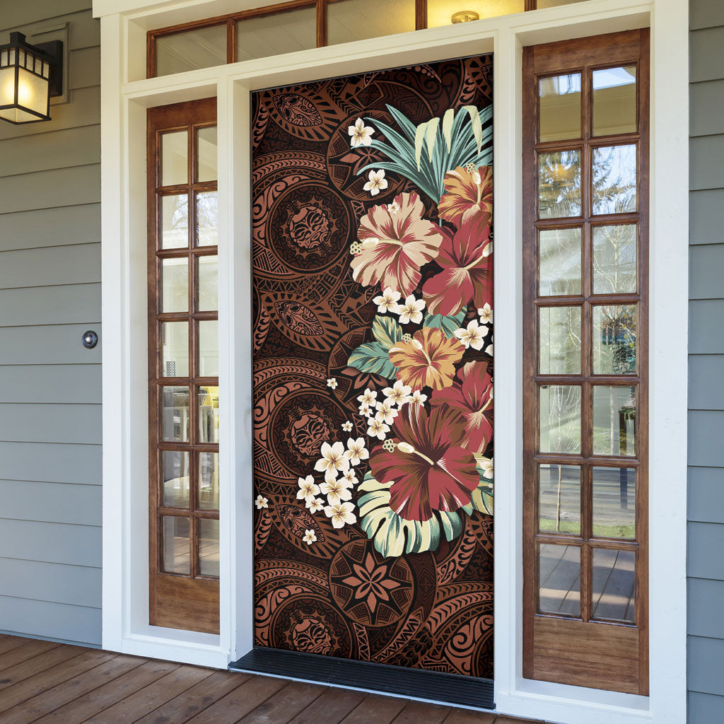 Kanoa Hawai'i Hibiscus Door Cover Polynesian Tribal Tattoo Pattern Floral Elements LT9 - Polynesian Pride