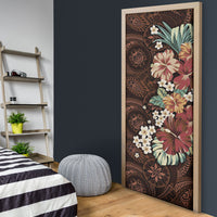Kanoa Hawai'i Hibiscus Door Cover Polynesian Tribal Tattoo Pattern Floral Elements LT9 - Polynesian Pride
