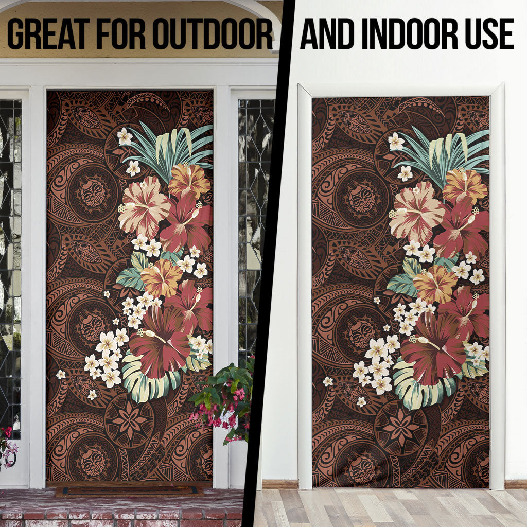 Kanoa Hawai'i Hibiscus Door Cover Polynesian Tribal Tattoo Pattern Floral Elements LT9 - Polynesian Pride