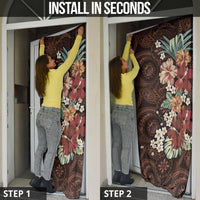 Kanoa Hawai'i Hibiscus Door Cover Polynesian Tribal Tattoo Pattern Floral Elements LT9 - Polynesian Pride