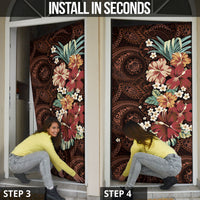 Kanoa Hawai'i Hibiscus Door Cover Polynesian Tribal Tattoo Pattern Floral Elements LT9 - Polynesian Pride