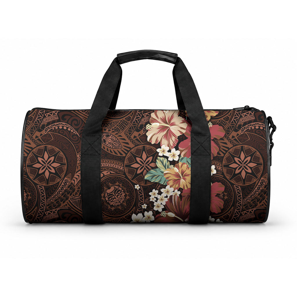 Kanoa Hawai'i Hibiscus Duffle Bag Polynesian Tribal Tattoo Pattern Floral Elements LT9 One size Brown - Polynesian Pride
