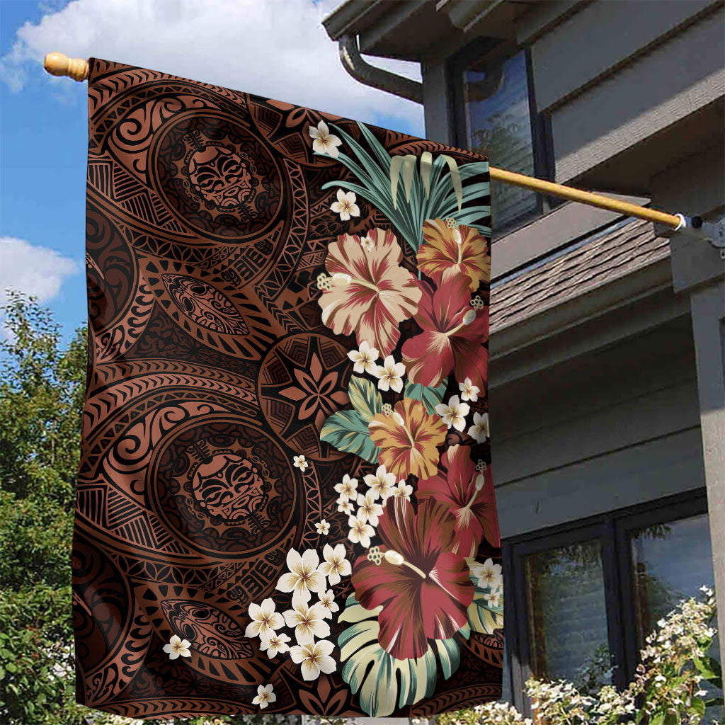 Kanoa Hawai'i Hibiscus Garden Flag Polynesian Tribal Tattoo Pattern Floral Elements LT9 - Polynesian Pride