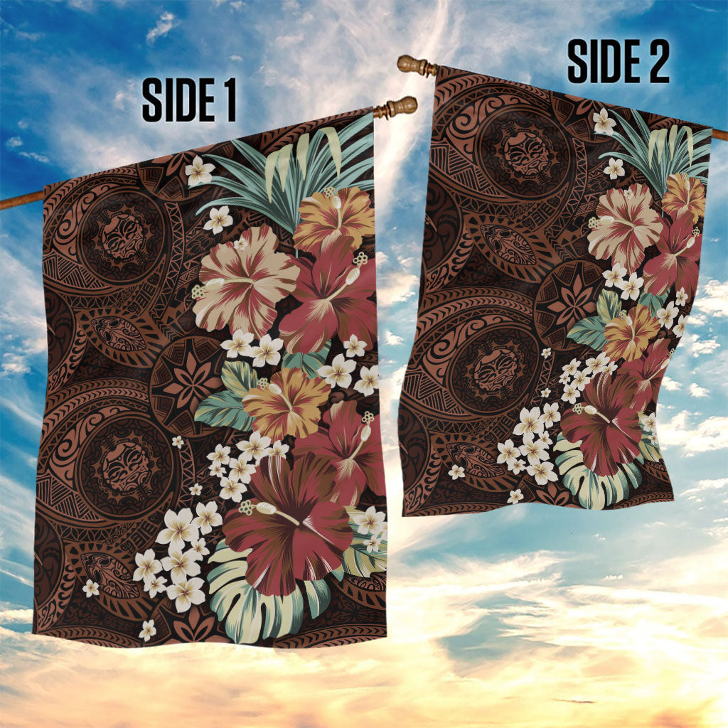 Kanoa Hawai'i Hibiscus Garden Flag Polynesian Tribal Tattoo Pattern Floral Elements LT9 - Polynesian Pride