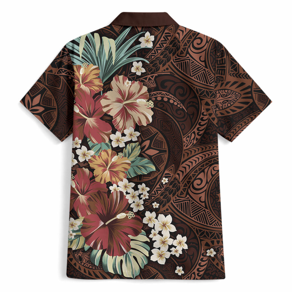 Kanoa Hawai'i Hibiscus Hawaiian Shirt Polynesian Tribal Tattoo Pattern Floral Elements LT9 - Polynesian Pride