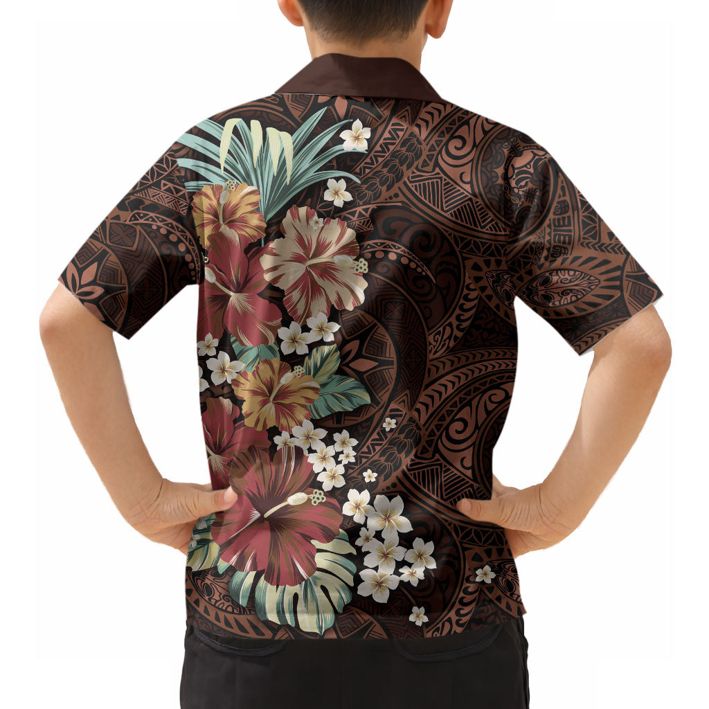 Kanoa Hawai'i Hibiscus Hawaiian Shirt Polynesian Tribal Tattoo Pattern Floral Elements LT9 - Polynesian Pride