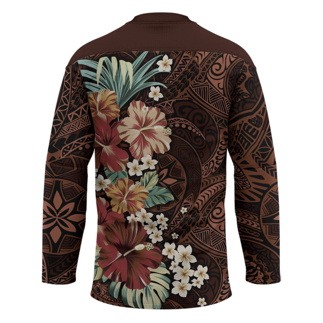 Kanoa Hawai'i Hibiscus Hockey Jersey Polynesian Tribal Tattoo Pattern Floral Elements LT9 - Polynesian Pride