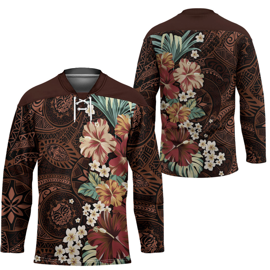 Kanoa Hawai'i Hibiscus Hockey Jersey Polynesian Tribal Tattoo Pattern Floral Elements LT9 - Polynesian Pride