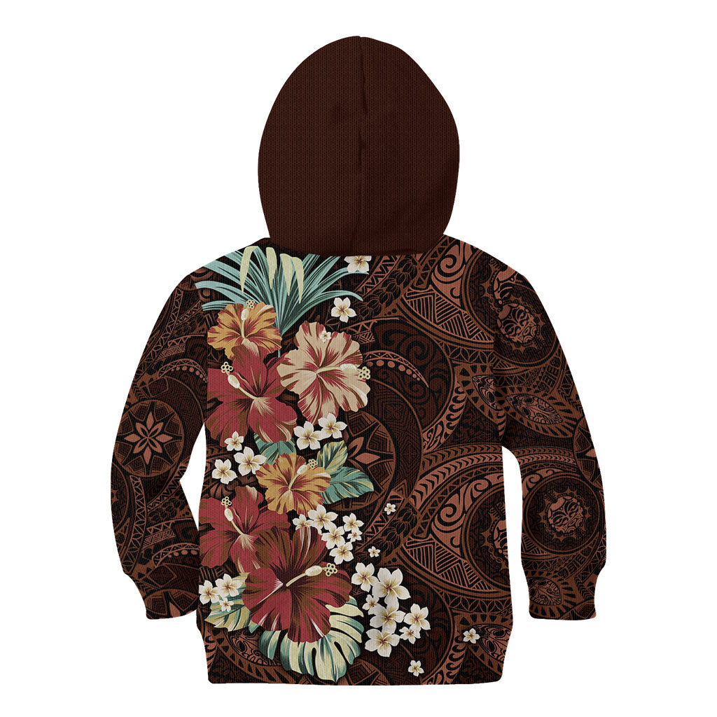 Kanoa Hawai'i Hibiscus Kid Hoodie Polynesian Tribal Tattoo Pattern Floral Elements LT9 - Polynesian Pride
