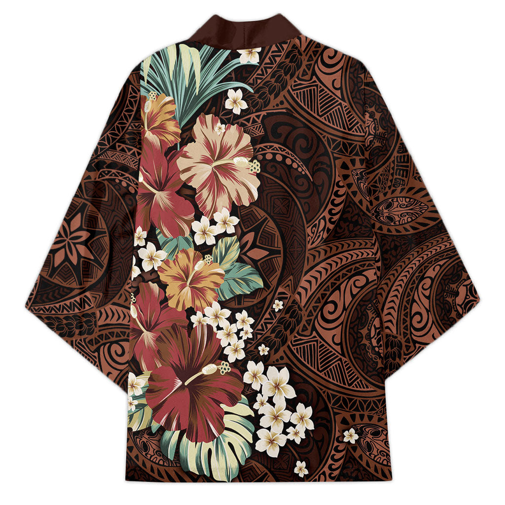 Kanoa Hawai'i Hibiscus Kimono Polynesian Tribal Tattoo Pattern Floral Elements LT9 - Polynesian Pride