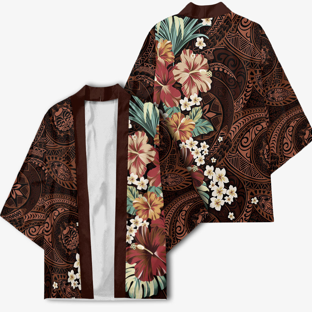 Kanoa Hawai'i Hibiscus Kimono Polynesian Tribal Tattoo Pattern Floral Elements LT9 - Polynesian Pride