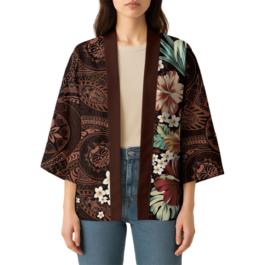 Kanoa Hawai'i Hibiscus Kimono Polynesian Tribal Tattoo Pattern Floral Elements LT9 - Polynesian Pride