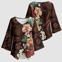 Kanoa Hawai'i Hibiscus Kimono Sleeve Blouse Polynesian Tribal Tattoo Pattern Floral Elements LT9 - Polynesian Pride