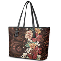 Kanoa Hawai'i Hibiscus Leather Tote Bag Polynesian Tribal Tattoo Pattern Floral Elements LT9 - Polynesian Pride
