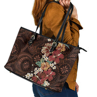 Kanoa Hawai'i Hibiscus Leather Tote Bag Polynesian Tribal Tattoo Pattern Floral Elements LT9 - Polynesian Pride