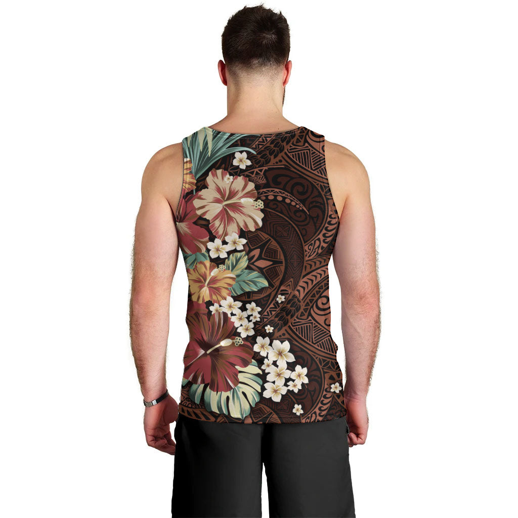 Kanoa Hawai'i Hibiscus Men Tank Top Polynesian Tribal Tattoo Pattern Floral Elements LT9 - Polynesian Pride