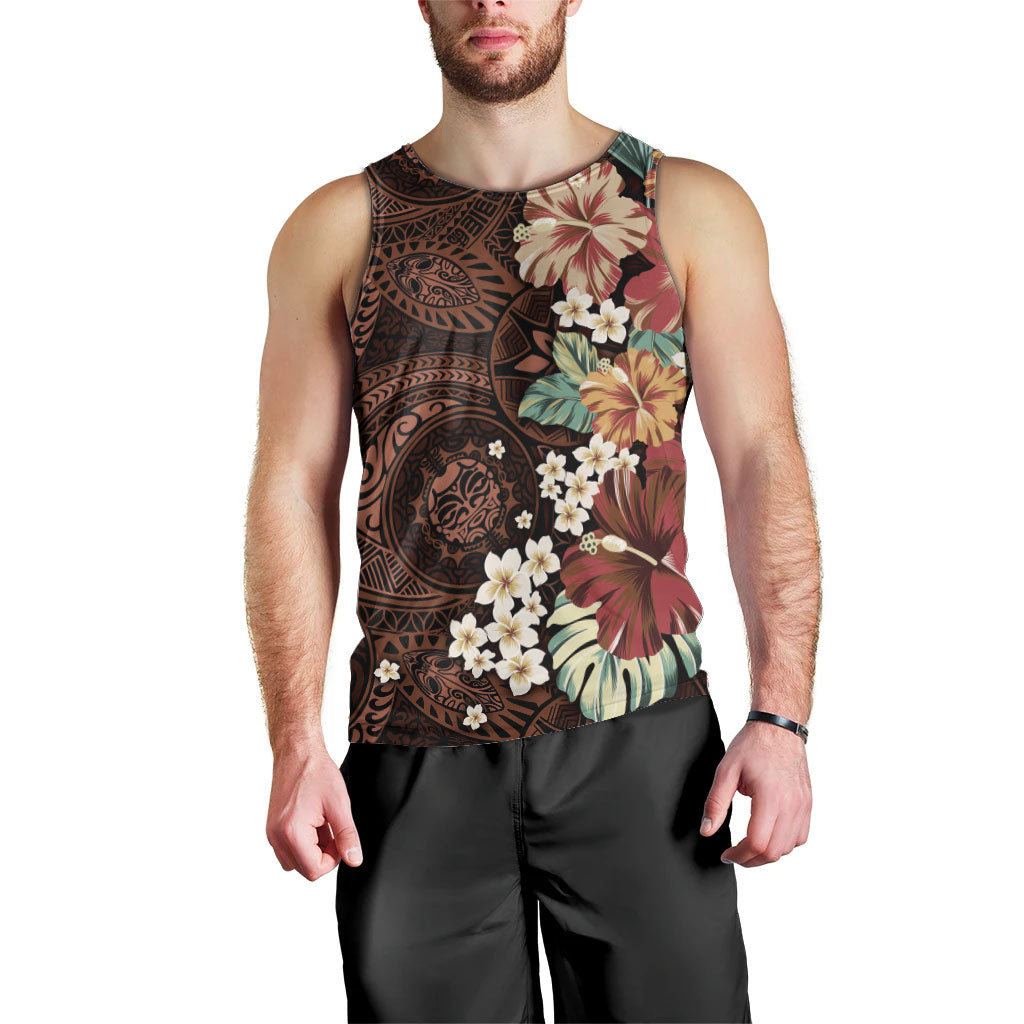 Kanoa Hawai'i Hibiscus Men Tank Top Polynesian Tribal Tattoo Pattern Floral Elements LT9 - Polynesian Pride