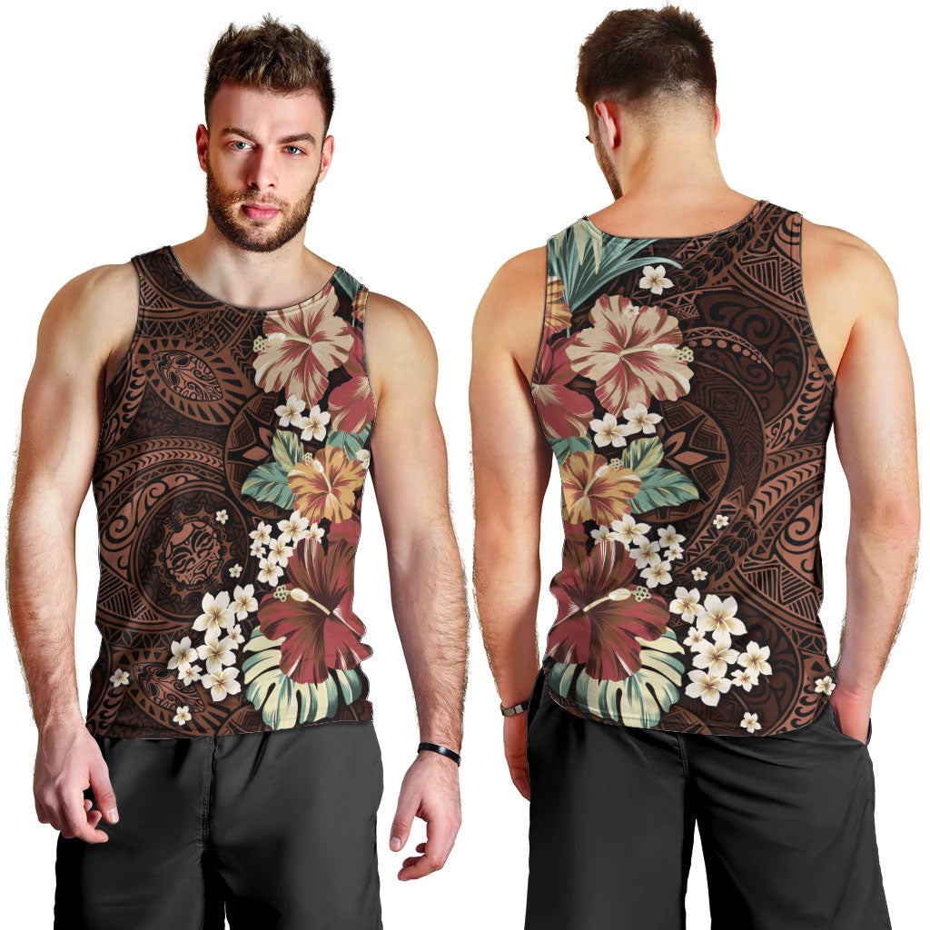 Kanoa Hawai'i Hibiscus Men Tank Top Polynesian Tribal Tattoo Pattern Floral Elements LT9 - Polynesian Pride