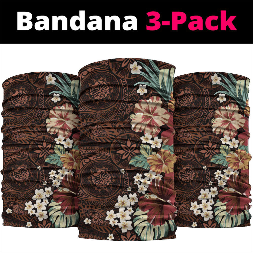 Kanoa Hawai'i Hibiscus Neck Gaiter Polynesian Tribal Tattoo Pattern Floral Elements LT9 package One Size: 25*50cm Brown - Polynesian Pride