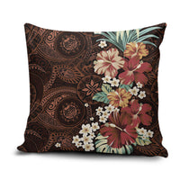 Kanoa Hawai'i Hibiscus Pillow Cover Polynesian Tribal Tattoo Pattern Floral Elements LT9 Brown - Polynesian Pride