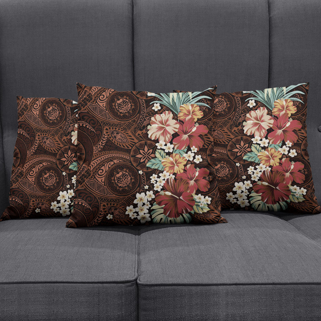 Kanoa Hawai'i Hibiscus Pillow Cover Polynesian Tribal Tattoo Pattern Floral Elements LT9 - Polynesian Pride