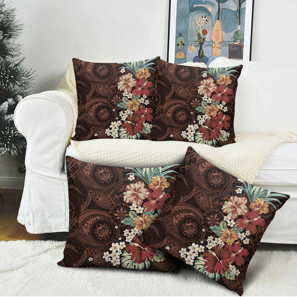 Kanoa Hawai'i Hibiscus Pillow Cover Polynesian Tribal Tattoo Pattern Floral Elements LT9 - Polynesian Pride