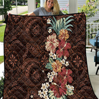 Kanoa Hawai'i Hibiscus Quilt Polynesian Tribal Tattoo Pattern Floral Elements LT9 Brown - Polynesian Pride