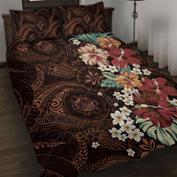 Kanoa Hawai'i Hibiscus Quilt Bed Set Polynesian Tribal Tattoo Pattern Floral Elements LT9 Brown - Polynesian Pride