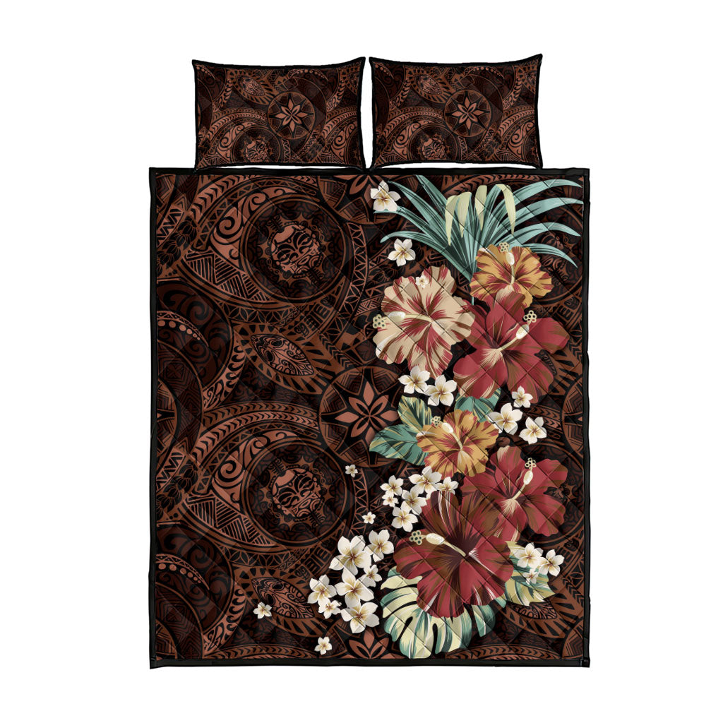 Kanoa Hawai'i Hibiscus Quilt Bed Set Polynesian Tribal Tattoo Pattern Floral Elements LT9 - Polynesian Pride
