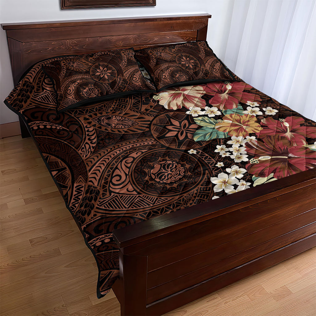 Kanoa Hawai'i Hibiscus Quilt Bed Set Polynesian Tribal Tattoo Pattern Floral Elements LT9 - Polynesian Pride